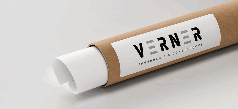 Aplicação da marca Verner Engenharia em material institucional